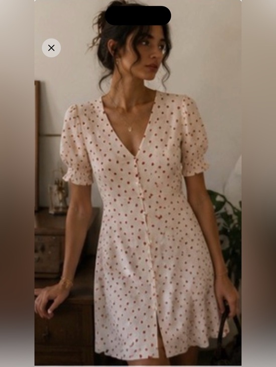 Madewell Dresses & Skirts - Madewell Strawberry Print Mini Dress Size 10 NWOT Look Cream Puff Sleeves